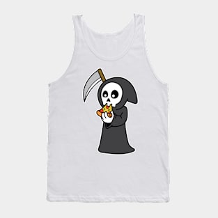 Grim Reaper Eating Pizza Tank Top